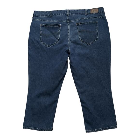 LEE Womens Plus Size 24W M Cropped Capri Cotton Blend Blue Jeans 22" Inseam - Picture 2 of 6